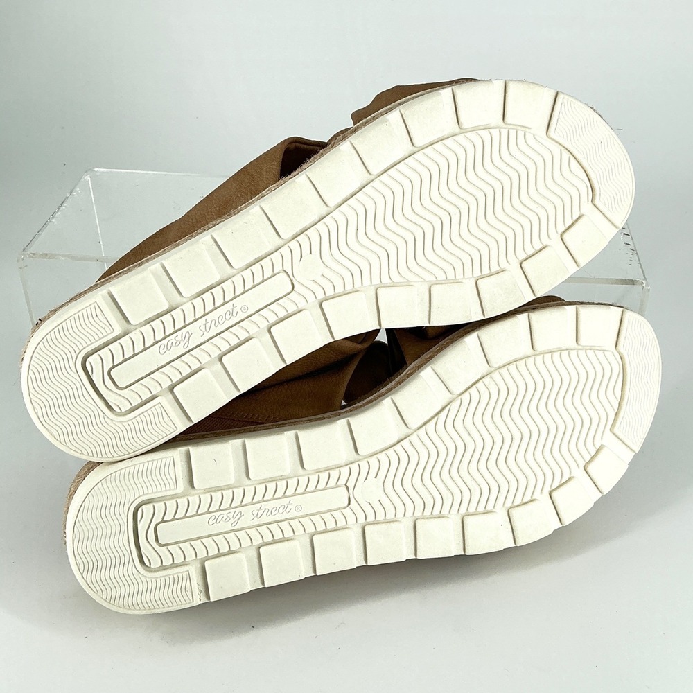 Easy Street Size 10 Tan Faux Suede Twist Knot Espadrille Wedge Sandals - Picture 8 of 14